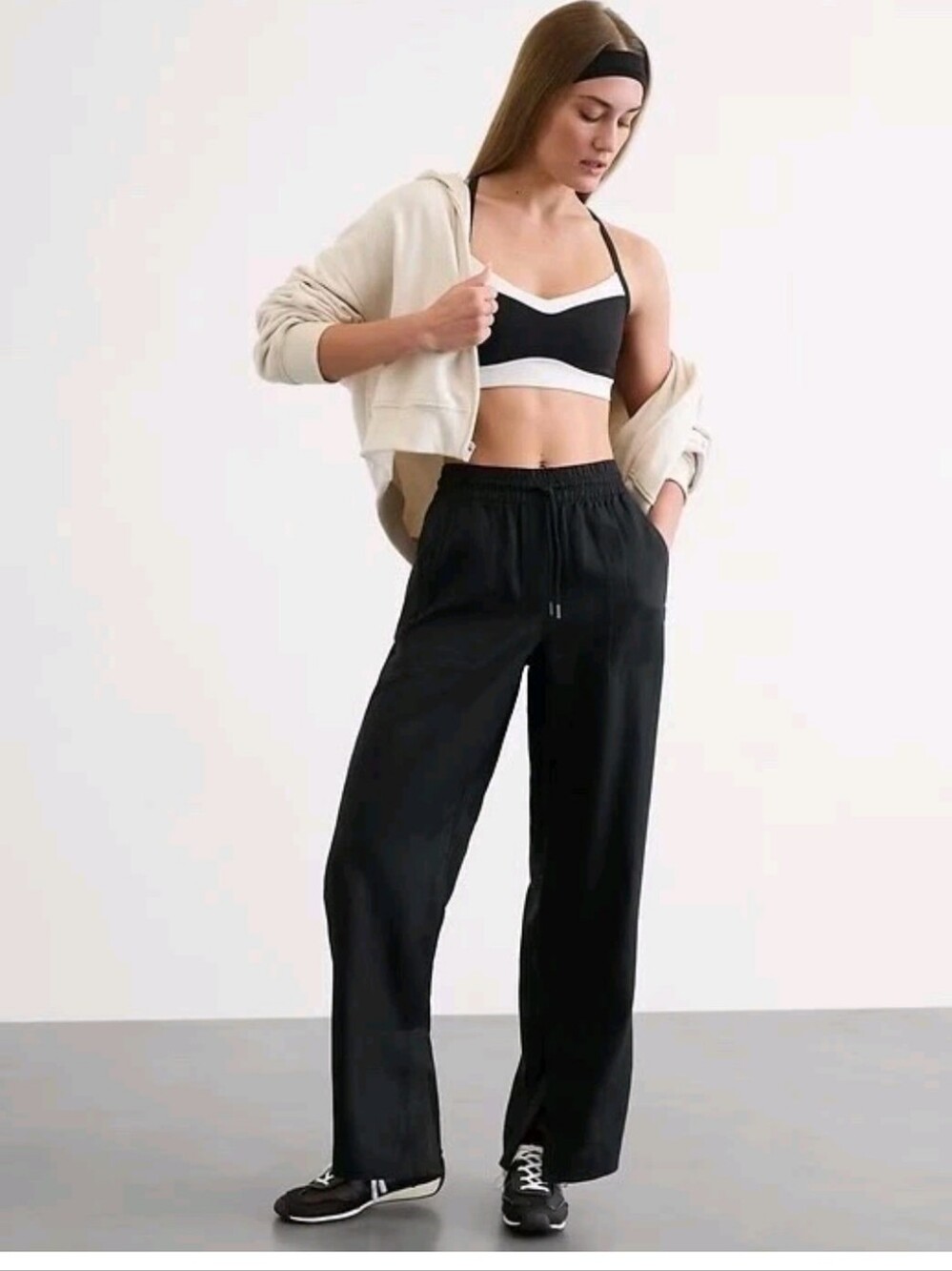 Athleta Retreat Linen High Rise Drawstring Pants - Black